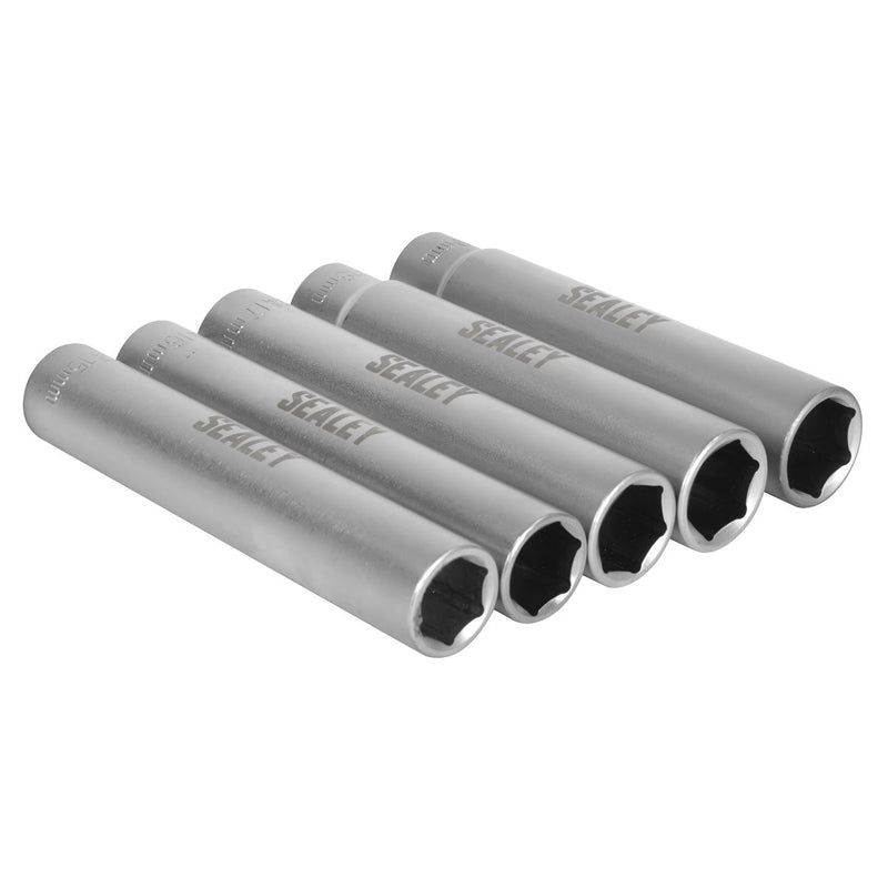 Sealey Extra-Deep Socket Set 3/8"Sq Drive 15, 16, 17, 18 & 19mm 5pc SX1519 Sealey - Dynamic Drive
