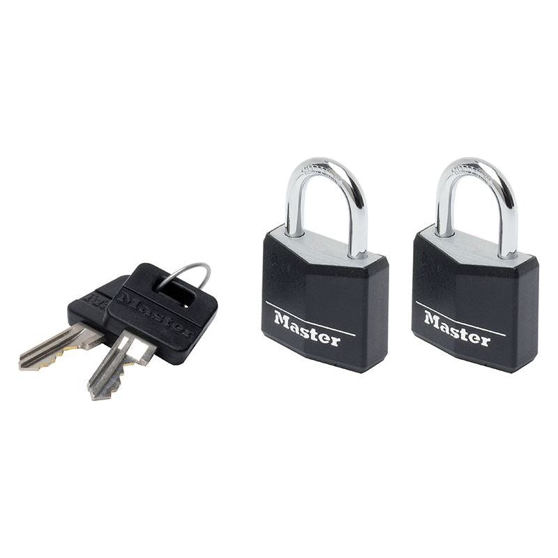 Master Lock Aluminium Black Vinyl Cover 30mm Padlock 4-Pin - Keyed Alike x 2 Master Lock - Dynamic Drive