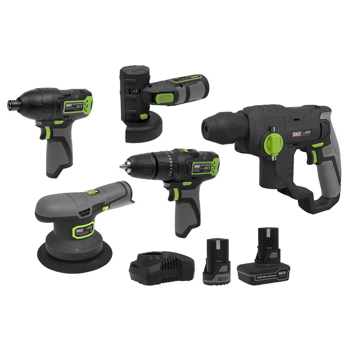 Sealey 5 x SV10.8 Series Cordless Combo Kit 10.8V - 2 Batteries CP108VCOMBO7 Sealey - Dynamic Drive