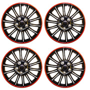 14" Inch Lightening Sports Wheel Cover Trim Set Black With Red Ring Rims (4Pcs) Streetwize  - Dynamic Drive