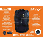 Vango Cargo 80 Ruckack Moonlit Ocean (Blue) Vango - Dynamic Drive