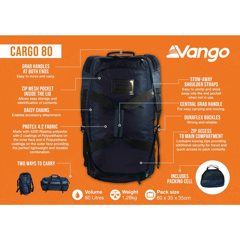 Vango Cargo 80 Ruckack Moonlit Ocean (Blue) Vango - Dynamic Drive