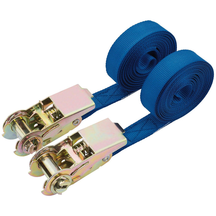 Draper Ratcheting Tie Down Straps, 4.5m x 25mm, 250kg (2 Piece) 60966 Draper - Dynamic Drive