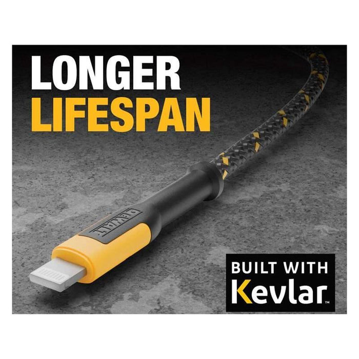 Dewalt Telecoms USB A to Lightning® Reinforced Charging Cable 1.2m (4ft) DEWALT Telecoms - Dynamic Drive