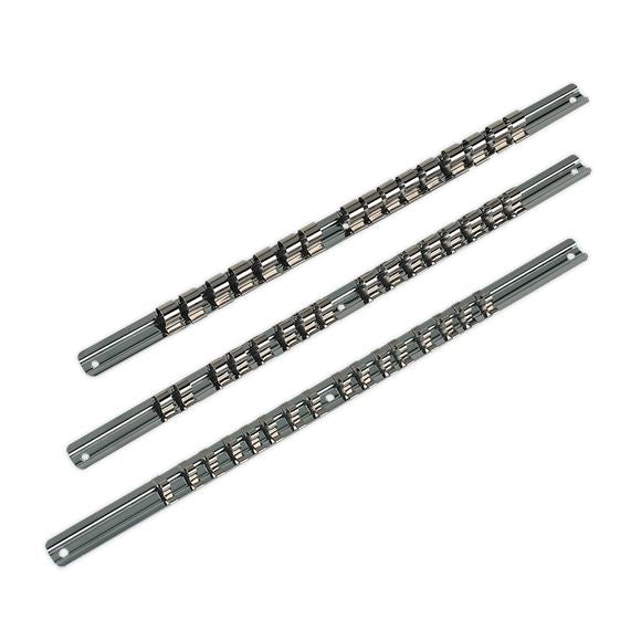 Sealey Socket Retaining Rail Set 3pc 1/4" 3/8" & 1/2"Sq Drive AK270 Sealey  - Dynamic Drive
