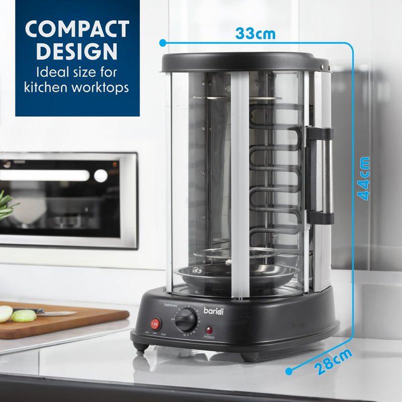 Baridi Vertical 360 Rotisserie Smokeless Grill 21L Capacity DH216 Baridi - Dynamic Drive