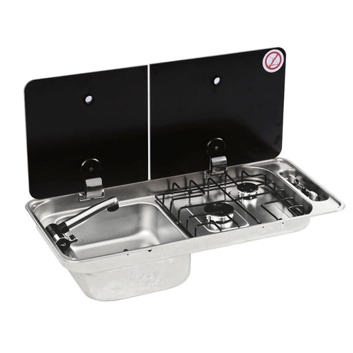 CAN Randi Hob & LH Sink 716 x 340mm (Double Glass Lid / 2 Burners / Piezo) CAN - Dynamic Drive
