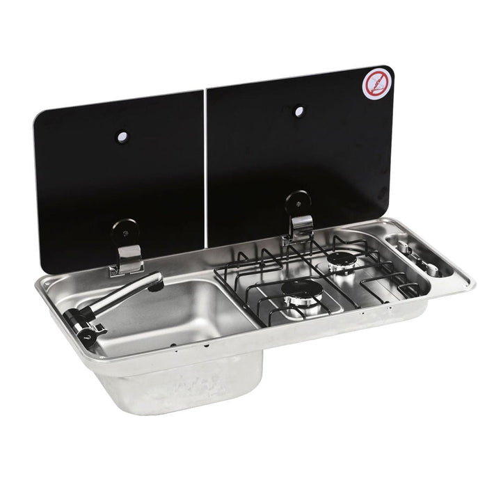 CAN Randi Hob & LH Sink 716 x 340mm (Double Glass Lid / 2 Burners / Piezo) CAN - Dynamic Drive
