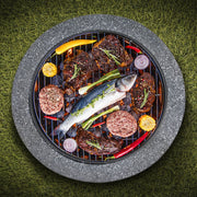Dellonda Round MgO Fire Pit with BBQ Grill Ø60cm Safety Mesh Screen - Dark Grey Dellonda - Dynamic Drive