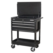 Sealey Heavy-Duty Mobile Tool & Parts Trolley with 4 Drawers & Lockable Top Blac Sealey - Dynamic Drive