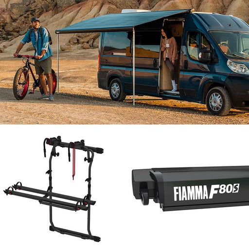 Fiamma F80S Awning, Fixing Bracket, Bike Carrier Bundle for Fiat Ducato L3 H2 Vans Fiamma - Dynamic Drive