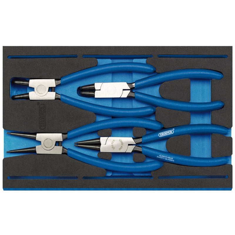 Draper Circlip Plier Set in 1/4 Drawer EVA Insert Tray (4 Piece) 63218 Draper - Dynamic Drive
