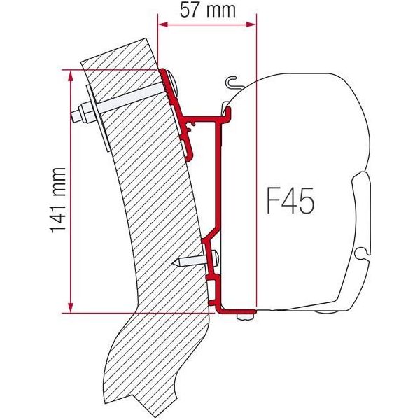Fiamma 350cm Adapter Bracket Wingamm Oasi for F45 F70 Awning Mounting 98655-931 Nova - Dynamic Drive