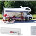 Fiamma F45L Winch Awning Wind Out 550 Polar White Case Royal Blue Fabric Fiamma - Dynamic Drive