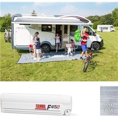 Fiamma F45S 375 Awning Polar White Case Royal Blue Fabric Caravan Motorhome Fiamma - Dynamic Drive