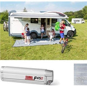 Fiamma F45S 425cm Awning Polar White Case Royal Blue Fabric Motorhome Caravan Fiamma - Dynamic Drive