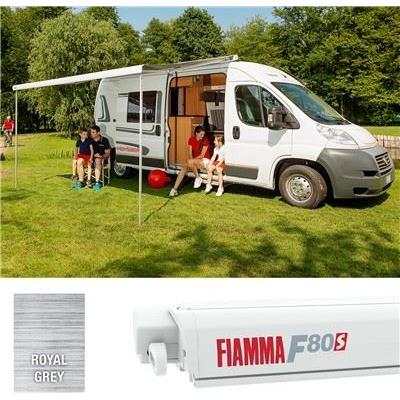 Fiamma F80S 340 Awning Polar White Case Royal Grey Fabric Motorhome Caravan Van Fiamma - Dynamic Drive