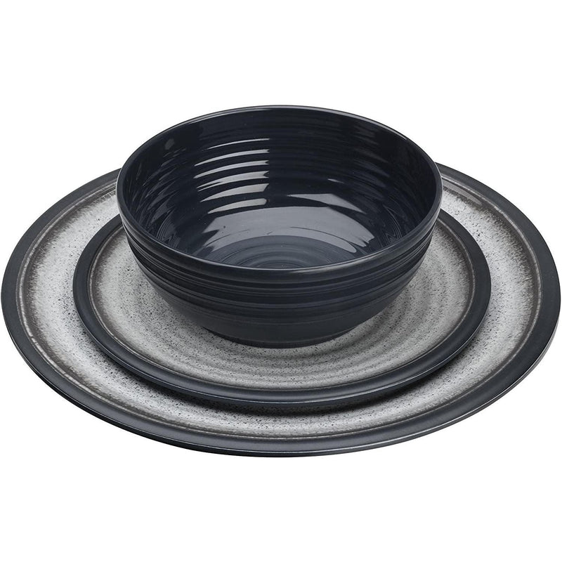 Flamefield Granite 12 Piece Melamine Tableware Dinner Picnic Set Caravan Camping Flamefield - Dynamic Drive