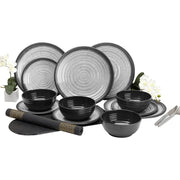 Flamefield Granite 12 Piece Melamine Tableware Dinner Picnic Set Caravan Camping Flamefield - Dynamic Drive