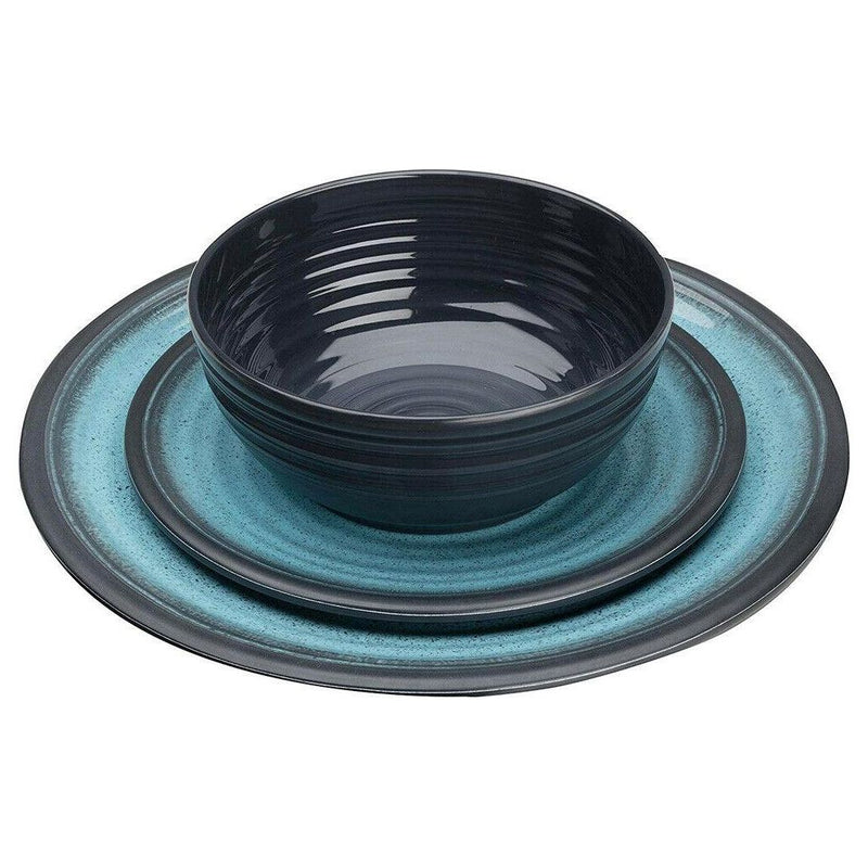 Flamefield Granite Aqua Dinner Set Premium Melamine 12 piece Camping Picnic Flamefield - Dynamic Drive