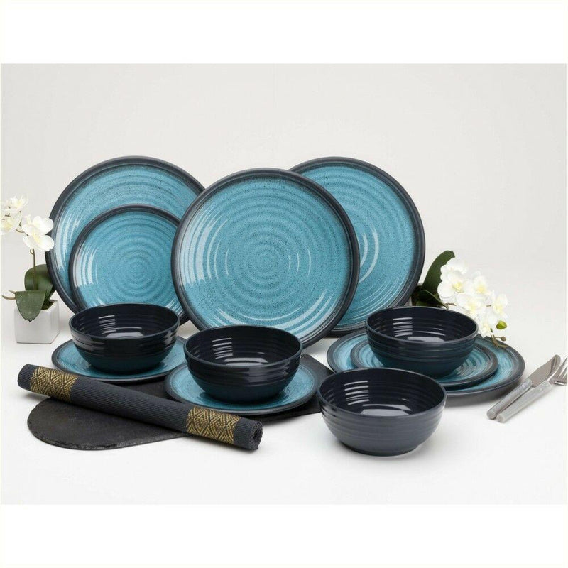 Flamefield Granite Aqua Dinner Set Premium Melamine 12 piece Camping Picnic Flamefield - Dynamic Drive