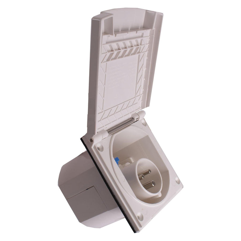 Flush Fitting White Mains Hook Up Inlet Socket Caravan Motorhome Camper New Flap Powerpart - Dynamic Drive