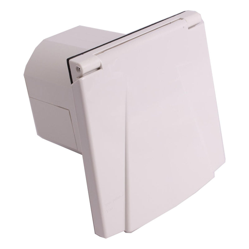 Flush Fitting White Mains Hook Up Inlet Socket Caravan Motorhome Camper New Flap Powerpart - Dynamic Drive