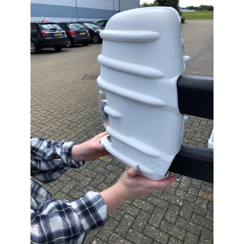 For Ford Transit Mark 8 Mirror Protectors White Pair - Twin Arm Model Only Milenco Milenco - Dynamic Drive
