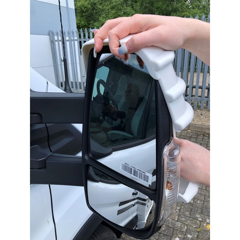 For Ford Transit Mark 8 Mirror Protectors White Pair - Twin Arm Model Only Milenco Milenco - Dynamic Drive