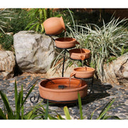 Gardenwize Garden Solar Powered Brown Terracotta Cascade Water Fountain Feature Streetwize - Dynamic Drive