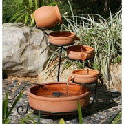 Gardenwize Garden Solar Powered Brown Terracotta Cascade Water Fountain Feature Streetwize - Dynamic Drive