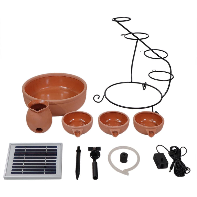 Gardenwize Garden Solar Powered Brown Terracotta Cascade Water Fountain Feature Streetwize - Dynamic Drive