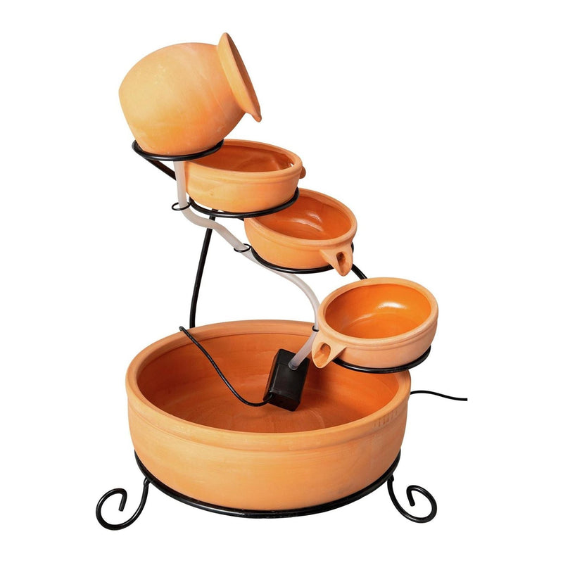 Gardenwize Garden Solar Powered Brown Terracotta Cascade Water Fountain Feature Streetwize - Dynamic Drive