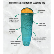 Olpro Geko 250 Mummy Sleeping Bag Olpro - Dynamic Drive