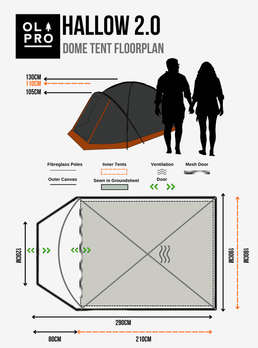 Olpro Hallow 2 Berth Poled Tent Olpro - Dynamic Drive