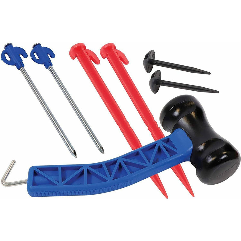 Heavy Duty Camping Awning Tent Travel Pegs+Mallet Set Peg Cleaner Storage Case Leisurewize - Dynamic Drive