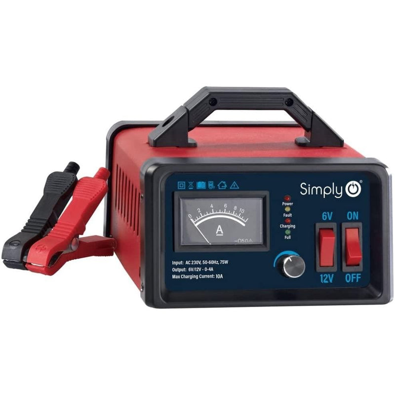 Heavy Duty Car Van Battery Charger 6V / 12V Metal Case 6-100Ah 10A Bike Boat Simply - Dynamic Drive