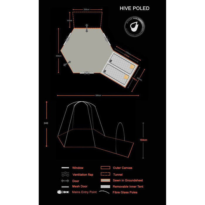 Olpro Hive Campervan Awning (Fibreglass Poles) - with Sleeping Pod Olpro - Dynamic Drive