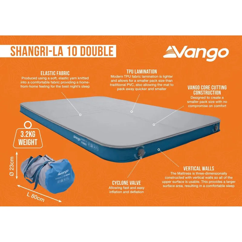 Vango Shangri-La II 10 Double 10 Double Cloud Grey / Sky Blue Self Inflating Sleep Mat Vango - Dynamic Drive