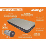 Vango Shangri-La II 20 Grande 20 Grande Cloud Grey / Shadow Grey Self Inflating Sleep Mat Vango - Dynamic Drive