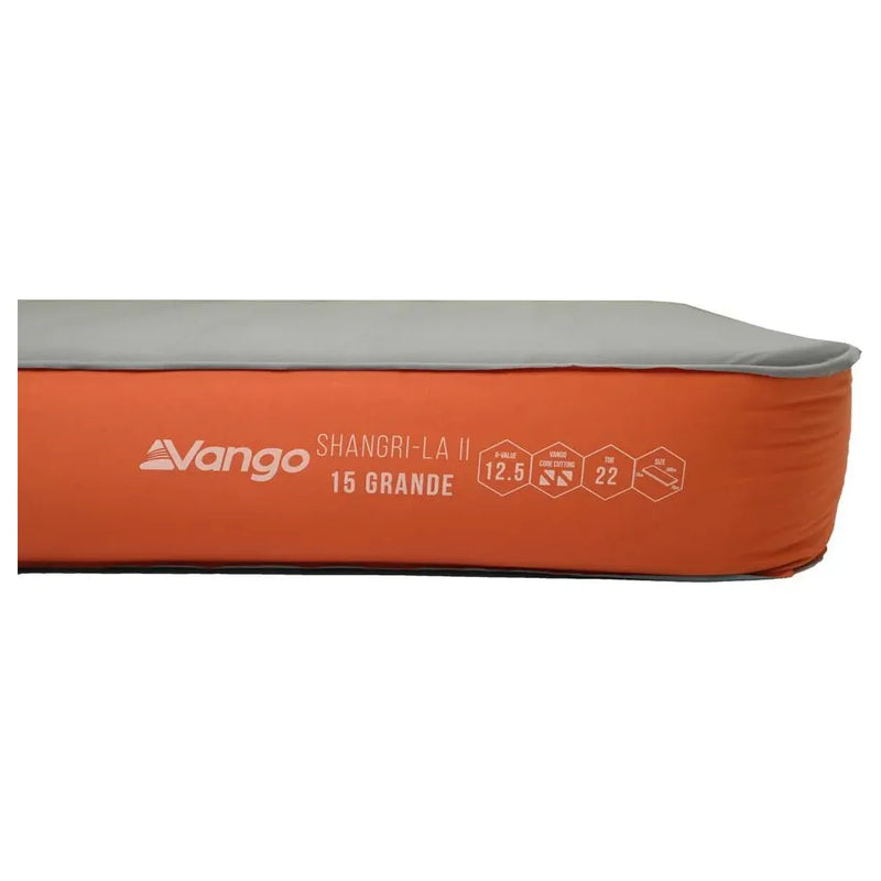 Vango Shangri-La II 15 Grande 15 Grande Cloud Grey / Orange Self Inflating Sleep Mat Vango - Dynamic Drive