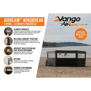 Vango AirBeam Windbreak - 3 Panel - Elements ProShield Shadow Grey Vango - Dynamic Drive