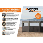 Vango AirBeam Windbreak - 5 Panel - Elements ProShield Shadow Grey Vango - Dynamic Drive