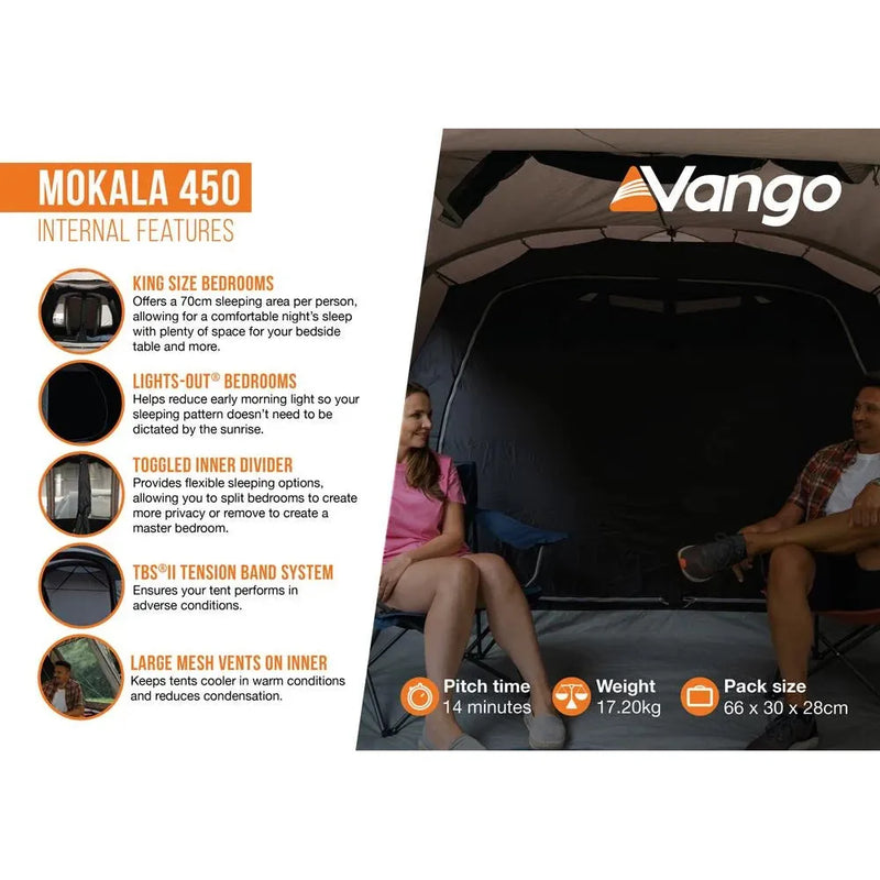 Vango Mokala 450 Mineral 4 Person Green Tent Vango - Dynamic Drive