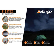 Vango F10 MTN 2 Person F10 Alpine Green Tent Vango - Dynamic Drive