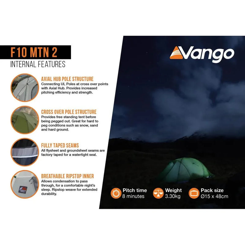 Vango F10 MTN 2 Person F10 Alpine Green Tent Vango - Dynamic Drive