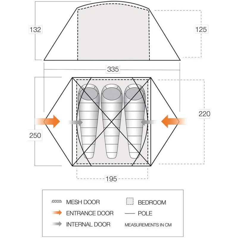 Vango Tryfan 300 Pamir Green 3 Person Tent Vango  - Dynamic Drive