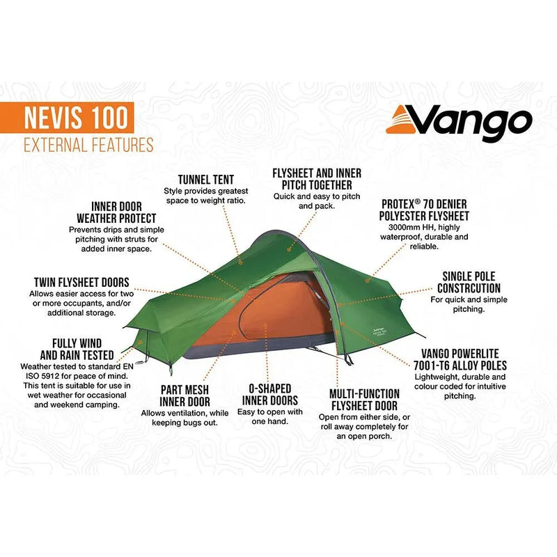 Vango Nevis 100 Pamir Green 1 Person Tent Vango - Dynamic Drive