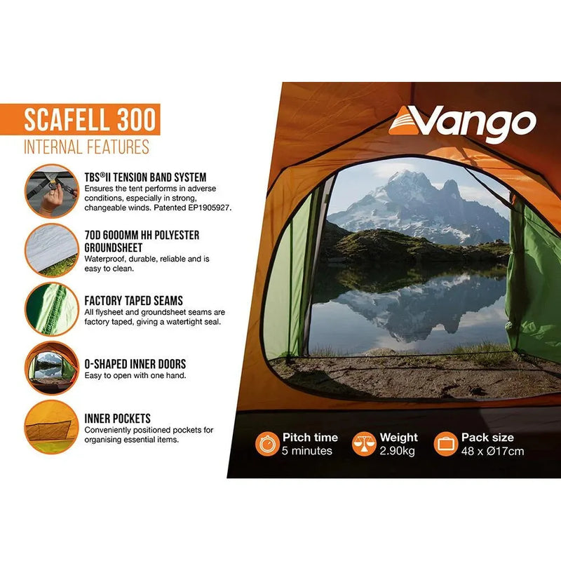 Vango Scafell 300 Pamir Green 3 Person Tent Vango - Dynamic Drive