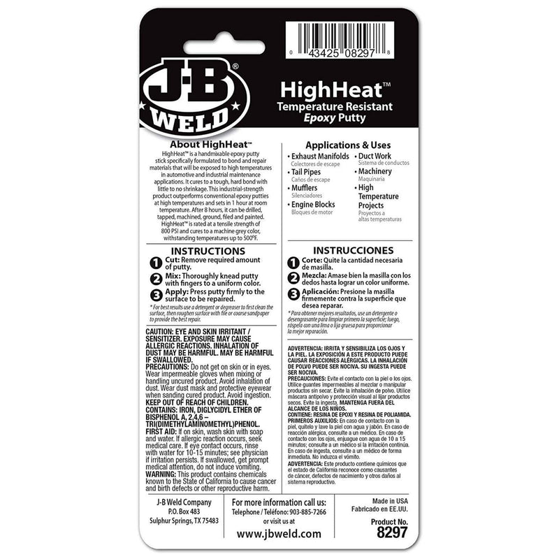 JB Weld HighHeat 57g Heat Temperature Resistant Epoxy Putty Metal Repair Filler JB Weld - Dynamic Drive